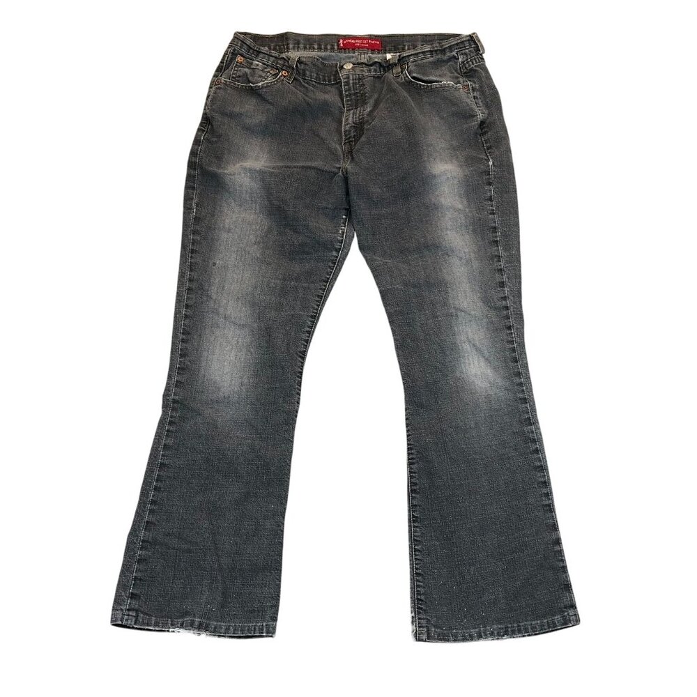 Levi's Women's 515 Jeans Size 16 Low Rise Bootcut Black Denim Medium Wash Y2K